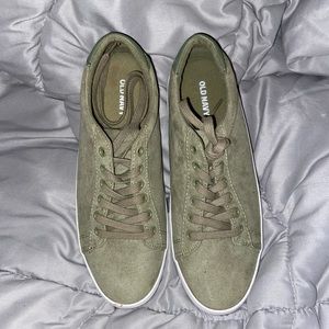 Green Suede Canvas Sneakers